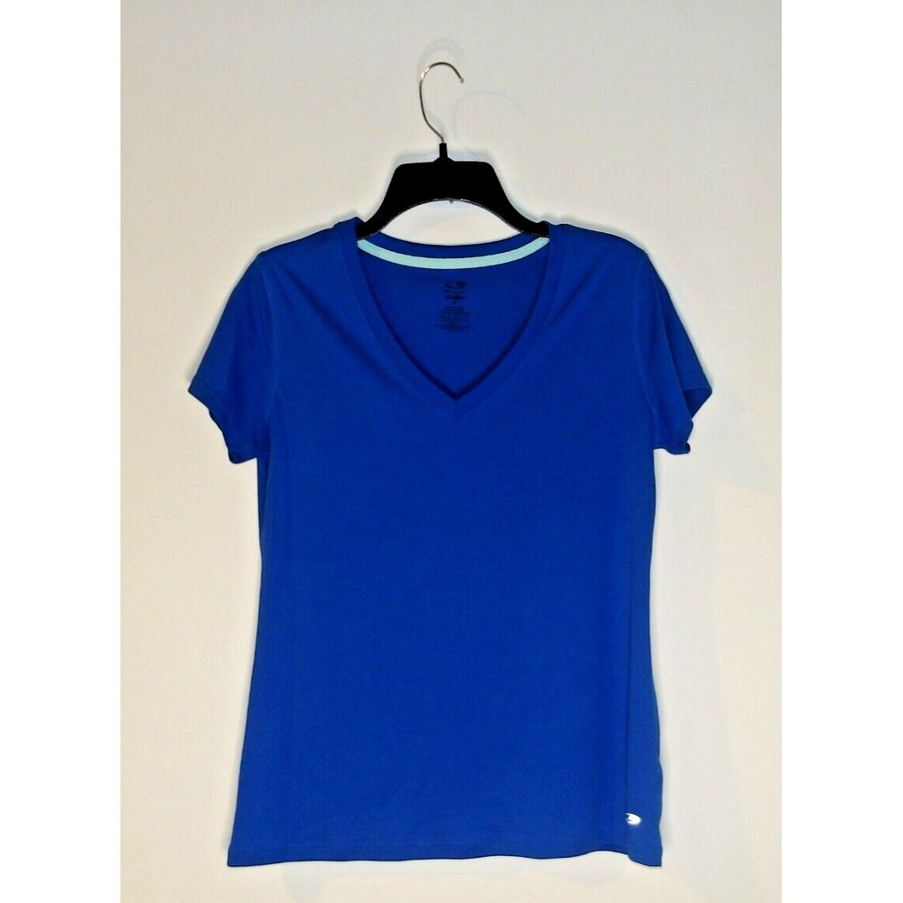 Champion Blue Short Sleeve Athletic V Neck Vented Tee Shirt, Top /‎ #446